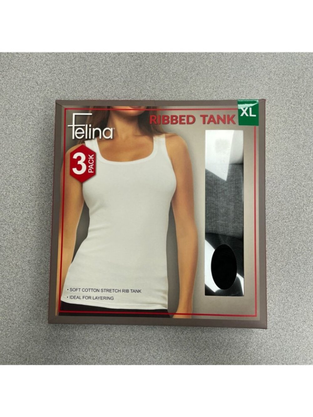 NWT Felina Women's XL Ribbed Tank Tops 3-Pack Soft Cotton StretchB0741 - Picture 4 of 7